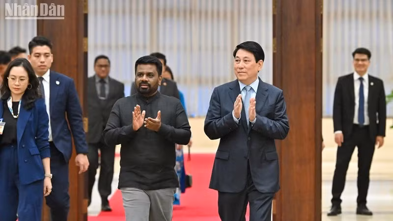 Chủ tịch nước Lương Cường chủ trì chiêu đãi trọng thể Tổng thống Sri Lanka Anura Kumara Dissanayaka. (Ảnh: XUÂN KỲ-THỦY NGUYÊN)