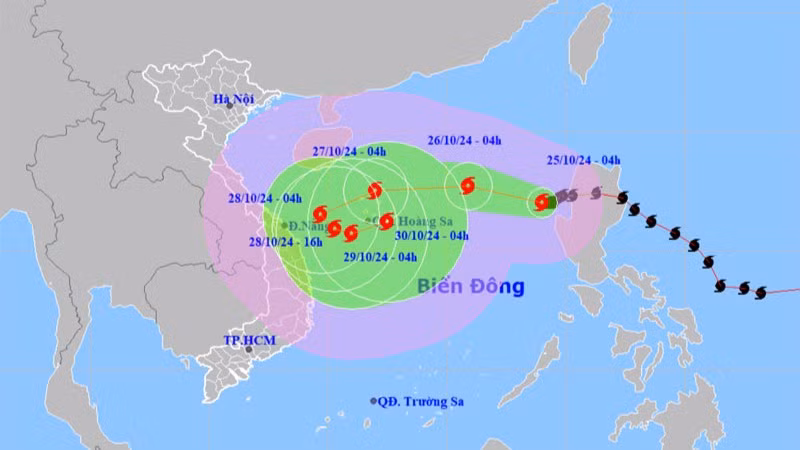 Vị trí và hướng di chuyển của bão số 6. (Nguồn: nchmf.gov.vn)
