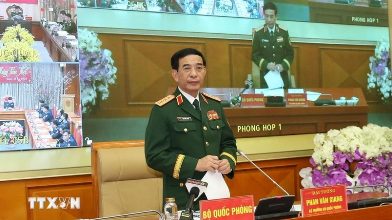 Đại tướng Phan Văn Giang chủ trì hội nghị. (Ảnh: TTXVN) 