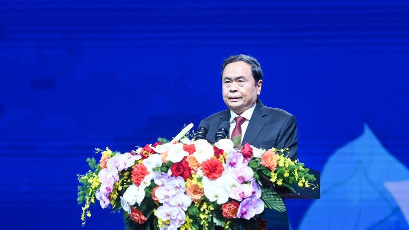 Chủ tịch Quốc hội Trần Thanh Mẫn phát biểu tại lễ kỷ niệm. (Ảnh: Duy Linh)