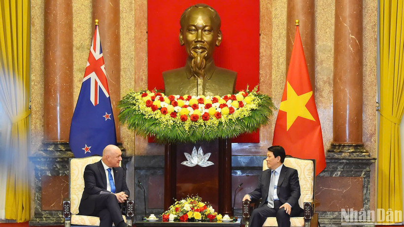 Chủ tịch nước Lương Cường tiếp Thủ tướng New Zealand Christopher Luxon.