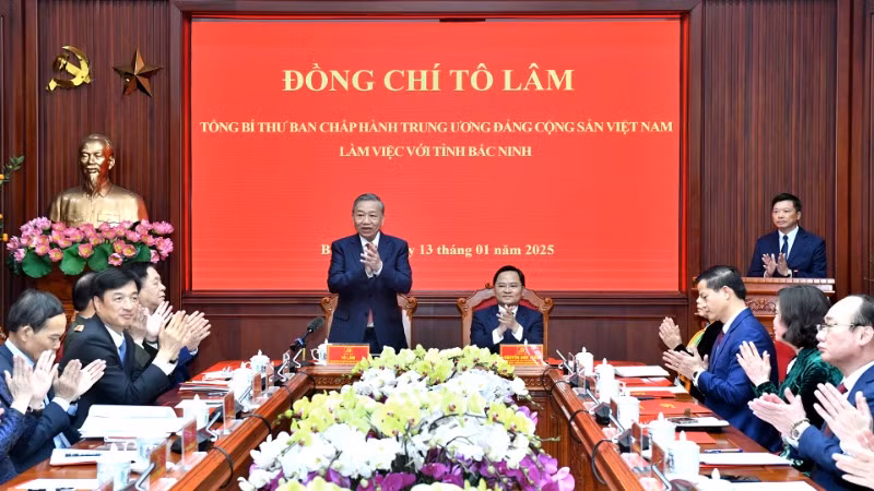 Tổng Bí thư Tô Lâm thăm và làm việc với Ban Chấp hành Đảng bộ tỉnh Bắc Ninh.