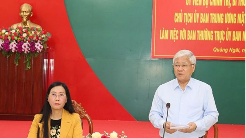 Đồng chí Đỗ Văn Chiến, Ủy viên Bộ Chính trị, Bí thư Trung ương Đảng, Chủ tịch Ủy ban Trung ương Mặt trận Tổ quốc Việt Nam phát biểu tại buổi làm việc.