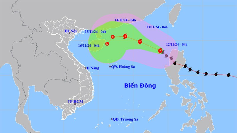 Vị trí và hướng di chuyển của bão số 8. (Nguồn: nchmf.gov.vn)