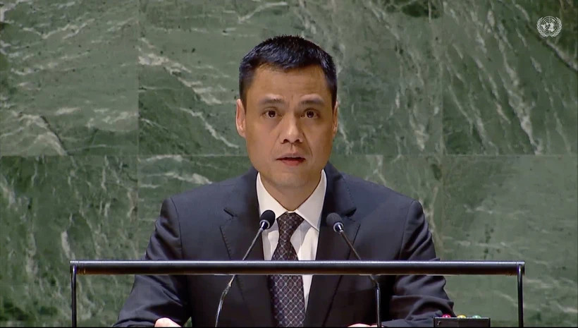 Đại sứ Đặng Hoàng Giang, Trưởng Phái đoàn Thường trực Việt Nam tại Liên hợp quốc. (Ảnh: Thanh Tuấn/TTXVN)