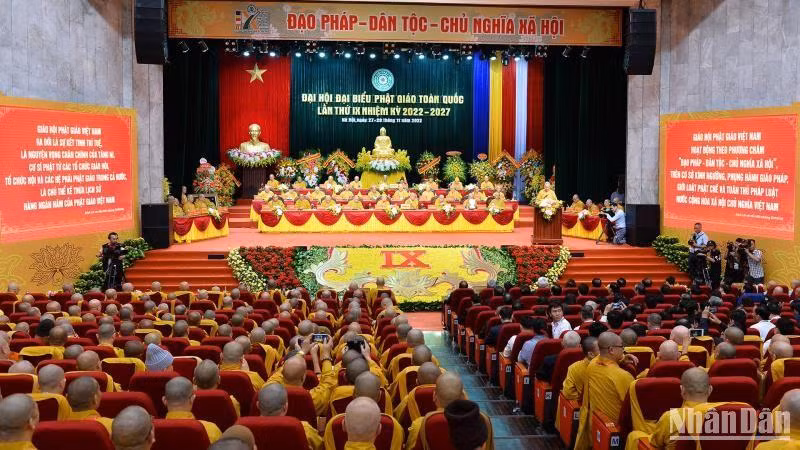Quang cảnh Đại hội đại biểu Phật giáo toàn quốc lần thứ IX, nhiệm kỳ 2022-2027.