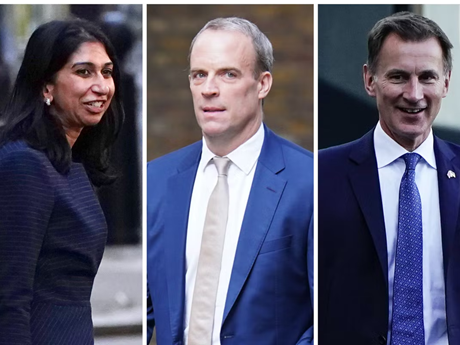 Từ trái qua: Bà Suella Braverman, ông Dominic Raab và ông Jeremy Hunt. (Nguồn: PA/TTXVN)