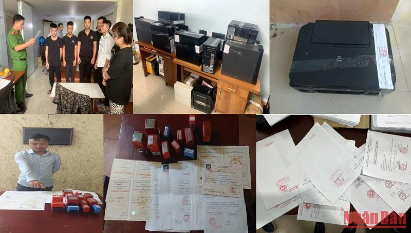 Tang vật và các đối tượng trong vụ án.