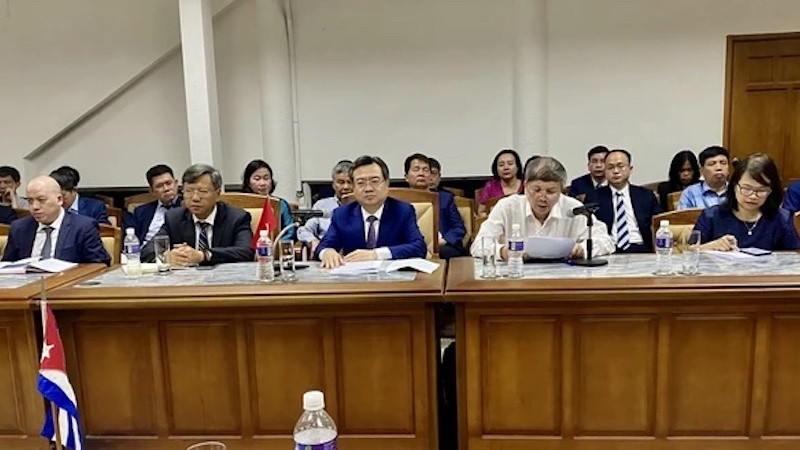 Bộ trưởng Xây dựng Việt Nam Nguyễn Thanh Nghị, đồng Chủ tịch Ủy ban liên chính phủ Việt Nam-Cuba, tại phiên khai mạc kỳ họp. (Ảnh: Mai Phương/TTXVN)