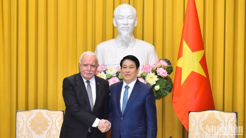 Chủ tịch nước Lương Cường tiếp Đặc phái viên của Tổng thống Palestine.