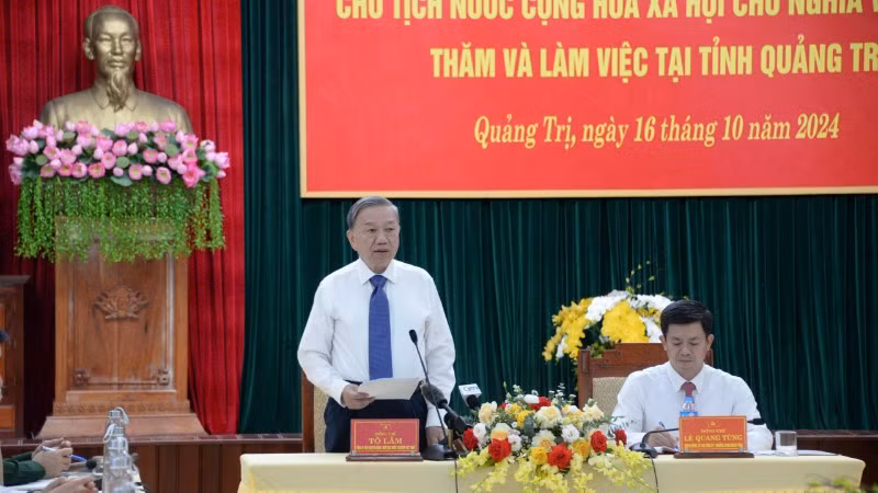 Tổng Bí thư, Chủ tịch nước làm việc với Ban Thường vụ Tỉnh ủy Quảng Trị.