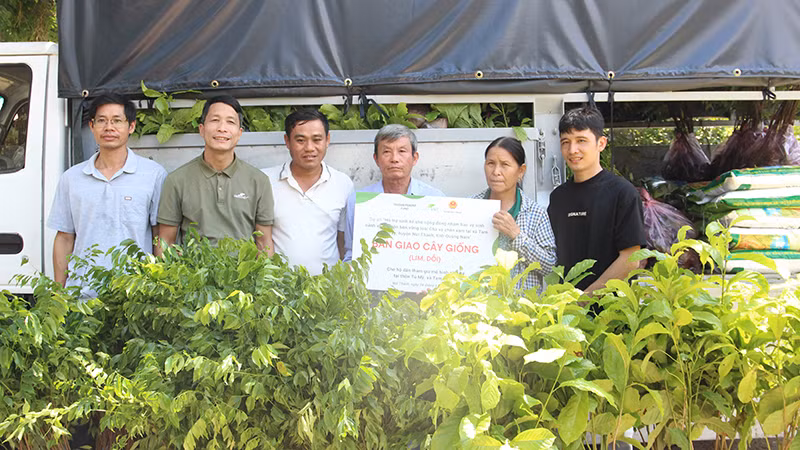Trao cây giống cho các hộ gia đình