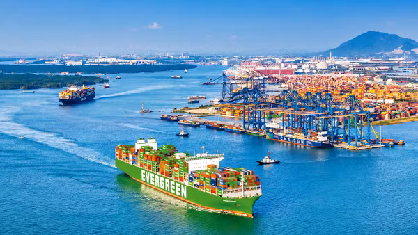 Hoạt động xuất nhập khẩu hàng hóa tại cảng Cái Mép-Thị Vải, Thành phố Hồ Chí Minh. (Ảnh ĐỖ TUẤN HÙNG)