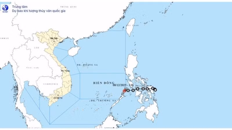 Bản đồ quỹ đạo áp thấp nhiệt đới. (Nguồn: Trung tâm Dự báo khí tượng thủy văn quốc gia)