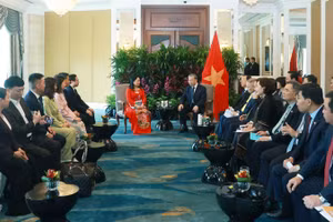 Tổng Bí thư Tô Lâm tiếp bà Trần Thị Lâm, Cố vấn Shangri-La Healthcare Investment, Đồng sáng lập Công ty TNHH Y tế Hoa Lâm Shangri-La. (Ảnh: TTXVN)