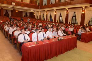 Quang cảnh tại buổi lễ gặp mặt nhân kỷ niệm 99 năm Ngày Báo chí Cách mạng Việt Nam của Học viện Chính trị quốc gia Hồ Chí Minh.