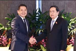 Chủ tịch Quốc hội Trần Thanh Mẫn tiếp ông Kevin Chng, Giám đốc Tài chính Tập đoàn Keppel. (Ảnh: TTXVN) 