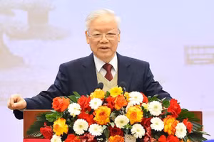 Tổng Bí thư Nguyễn Phú Trọng phát biểu chỉ đạo tại Hội nghị Ngoại giao lần thứ 32. (Ảnh: THỦY NGUYÊN)