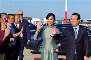 Lễ tiễn Chủ tịch nước Võ Văn Thưởng và Phu nhân tại sân bay quốc tế Fiumicino, Italia. (Ảnh: TTXVN)