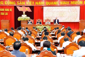Quang cảnh hội nghị giữa nhiệm kỳ Đảng bộ tỉnh Gia Lai.