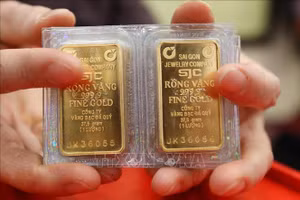 Giá vàng trong nước tăng 8% trong quý I. (Ảnh: Minh Quyết/TTXVN)