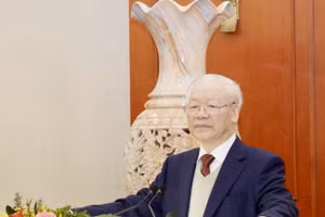 Tổng Bí thư Nguyễn Phú Trọng chủ trì Phiên họp đầu tiên của Tiểu ban Văn kiện Đại hội XIV, ngày 23/2/2024, tại Trụ sở Trung ương Đảng. Nguồn: VOV