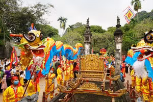Múa rồng ở đền vua Đinh Tiên Hoàng trong Lễ hội Hoa Lư (Ảnh minh họa: Lê Hồng).
