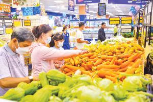 Khách hàng mua sắm thực phẩm tươi tại Co.opmart Lý Thường Kiệt (Quận 10, TP Hồ Chí Minh).