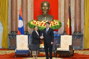 Chủ tịch nước Lương Cường tiếp Phó Chủ tịch nước Lào Pany Yathotou.