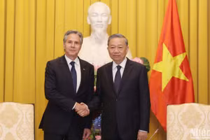  Chủ tịch nước Tô Lâm tiếp Ngoại trưởng Hoa Kỳ Antony Blinken tại Phủ Chủ tịch. (Ảnh: DUY LINH)
