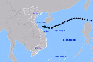 Áp thấp nhiệt đới đã suy yếu thành vùng áp thấp và tan dần. (Nguồn: nchmf.gov.vn)