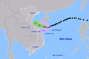 Vị trí và hướng di chuyển của bão số 6. (Nguồn: nchmf.gov.vn)