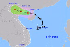 Vị trí và hướng di chuyển của bão số 2. (Nguồn: nchmf.gov.vn)