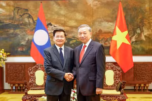 Tổng Bí thư Tô Lâm tiếp Tổng Bí thư, Chủ tịch nước Lào Thongloun Sisoulith.
