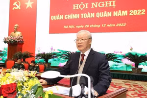 Tổng Bí thư Nguyễn Phú Trọng phát biểu chỉ đạo Hội nghị. (Ảnh: TTXVN)