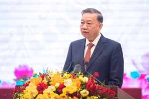 Tổng Bí thư Tô Lâm phát biểu tại buổi gặp mặt.