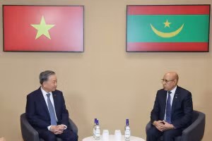 Tổng Bí thư, Chủ tịch nước Tô Lâm gặp Tổng thống Mauritania Mohamed Ould Ghazouani. (Ảnh: TTXVN) 