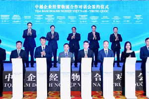 Thủ tướng Phạm Minh Chính chứng kiến nghi thức ký điện tử thỏa thuận hợp tác giữa các doanh nghiệp hai nước (Ảnh: Thanh Giang). 