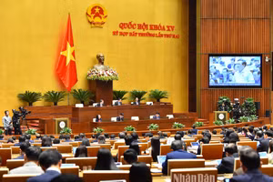 Phiên họp của Quốc hội ngày 7/1/2023 về Quy hoạch tổng thể quốc gia thời kỳ 2021-2030. (Ảnh: THỦY NGUYÊN)