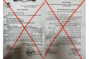 Văn bản giả mạo Bộ Tài chính.