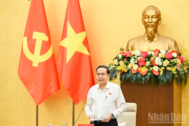 Bí thư Đảng ủy Quốc hội, Chủ tịch Quốc hội Trần Thanh Mẫn phát biểu khai mạc hội nghị. (Ảnh: DUY LINH) 
