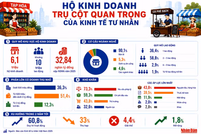 [Infographic] Hộ kinh doanh - Trụ cột quan trọng của kinh tế tư nhân