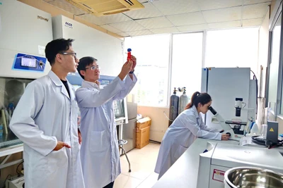 Nghiên cứu khoa học tại Viện Hàn lâm Khoa học và Công nghệ Việt Nam.