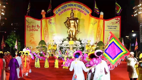 Tâm điểm của Lễ khai mạc Lễ hội truyền thống Nữ tướng Lê Chân năm 2026 là chương trình nghệ thuật “Khúc khải hoàn Nữ tướng Lê Chân”.