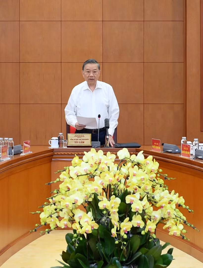 Tổng Bí thư, Chủ tịch nước Tô Lâm chủ trì làm việc với Đảng ủy Chính phủ về tổng kết Nghị quyết số 24-NQ TW. (Ảnh: ĐĂNG KHOA)