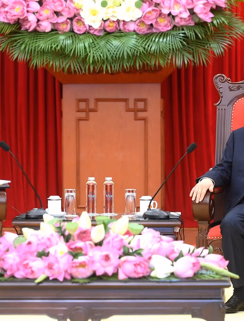 Tổng Bí thư, Chủ tịch nước Tô Lâm tiếp Thủ tướng Lào Sonexay Siphandone. (Ảnh: ĐĂNG KHOA)