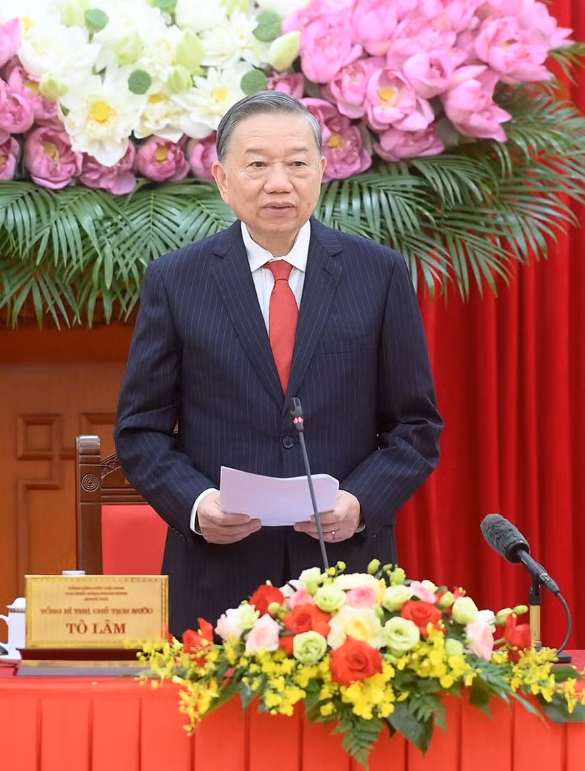 Tổng Bí thư, Chủ tịch nước Tô Lâm phát biểu tại cuộc làm việc với Hội đồng Lý luận Trung ương. (Ảnh: ĐĂNG KHOA)