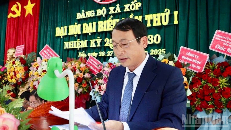 Đồng chí Nguyễn Mạnh Thắng phát biểu tại Đại hội. ndo_br_xx3.jpg