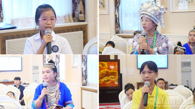 Các em thiếu nhi hai nước đặt câu hỏi cho Đại sứ Phạm Thanh Bình và giao lưu trao đổi với nhau. ndo_br_a07-untitled-1.jpg