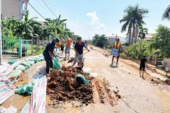 Khu vực đê tại xã Đa Phúc (Hà Nội) vừa xảy ra sự cố sạt trượt vào đầu tháng 10 do ảnh hưởng của hoàn lưu bão số 11. 